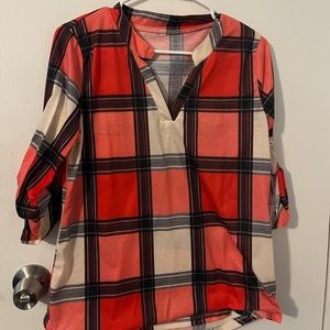 3/4 Sleeve or Long Sleeve Plaid Top
